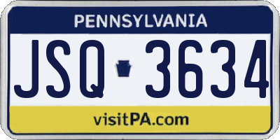 PA license plate JSQ3634