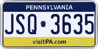 PA license plate JSQ3635