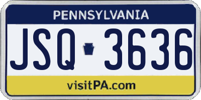 PA license plate JSQ3636