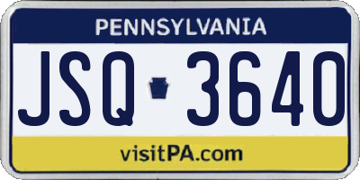 PA license plate JSQ3640