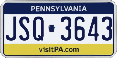 PA license plate JSQ3643
