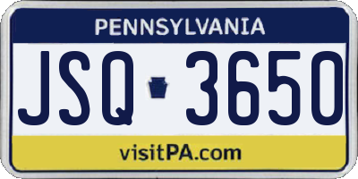 PA license plate JSQ3650