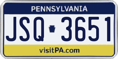 PA license plate JSQ3651