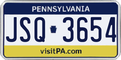PA license plate JSQ3654