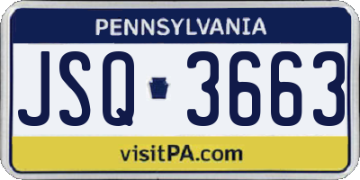 PA license plate JSQ3663