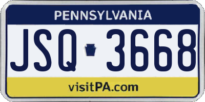 PA license plate JSQ3668