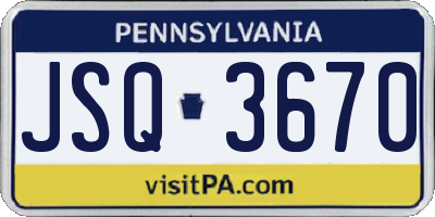 PA license plate JSQ3670