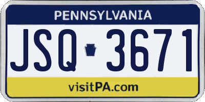 PA license plate JSQ3671