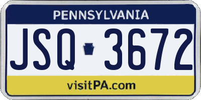 PA license plate JSQ3672