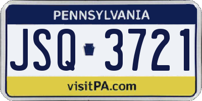 PA license plate JSQ3721