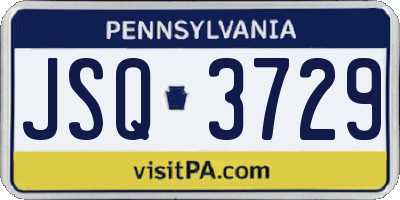 PA license plate JSQ3729
