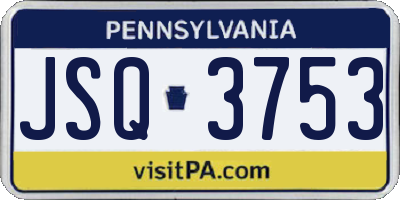 PA license plate JSQ3753
