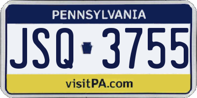 PA license plate JSQ3755
