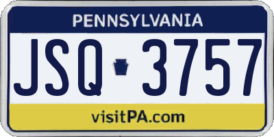 PA license plate JSQ3757