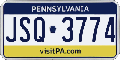 PA license plate JSQ3774