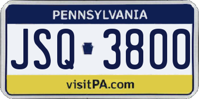 PA license plate JSQ3800