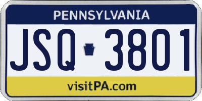 PA license plate JSQ3801