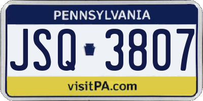 PA license plate JSQ3807