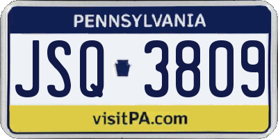 PA license plate JSQ3809