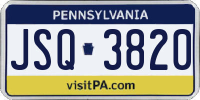 PA license plate JSQ3820