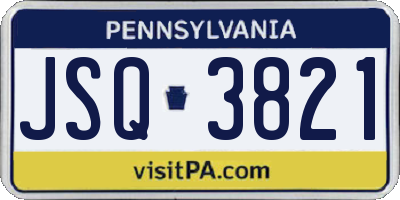 PA license plate JSQ3821