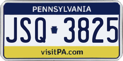 PA license plate JSQ3825