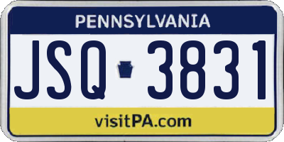 PA license plate JSQ3831