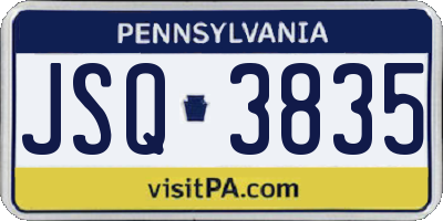 PA license plate JSQ3835
