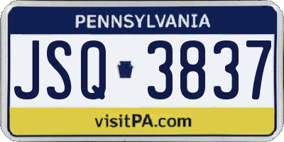 PA license plate JSQ3837