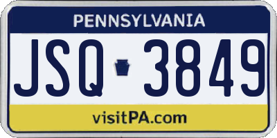 PA license plate JSQ3849