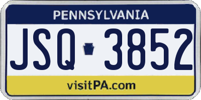 PA license plate JSQ3852
