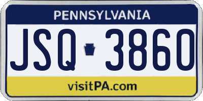 PA license plate JSQ3860