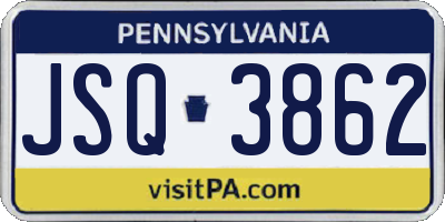 PA license plate JSQ3862