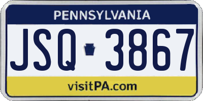 PA license plate JSQ3867