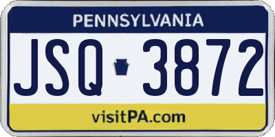 PA license plate JSQ3872