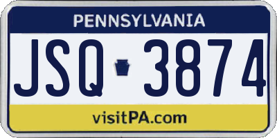 PA license plate JSQ3874