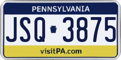 PA license plate JSQ3875