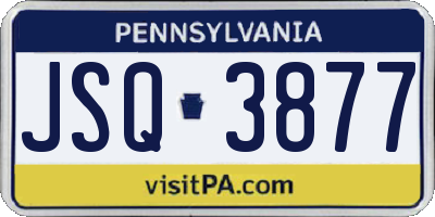 PA license plate JSQ3877