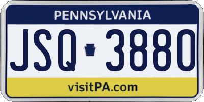 PA license plate JSQ3880