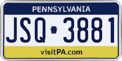PA license plate JSQ3881