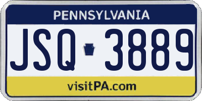 PA license plate JSQ3889
