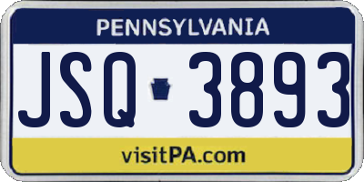 PA license plate JSQ3893