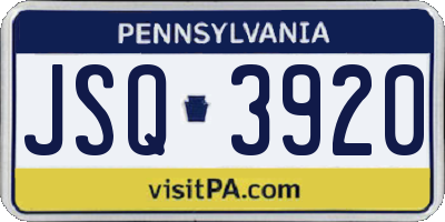 PA license plate JSQ3920