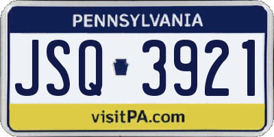 PA license plate JSQ3921