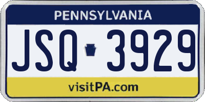PA license plate JSQ3929