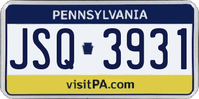 PA license plate JSQ3931