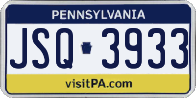PA license plate JSQ3933