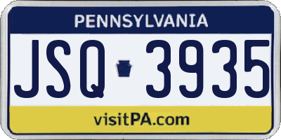 PA license plate JSQ3935