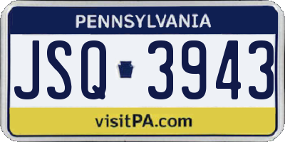 PA license plate JSQ3943