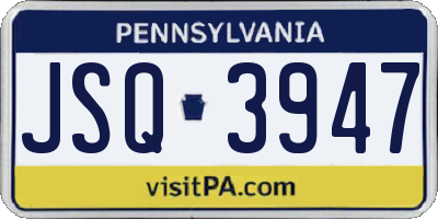 PA license plate JSQ3947